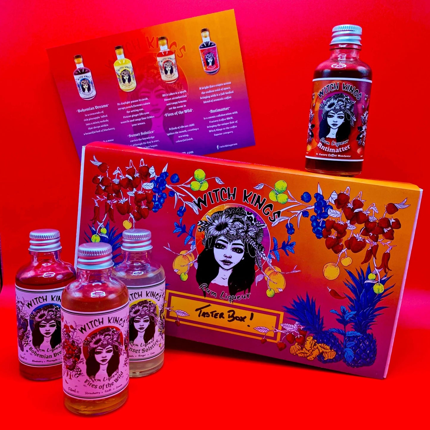 Witch Kings Rum - Taster Box - Gift Set - Rum Liqueurs - 4 Flavours - 20% ABV