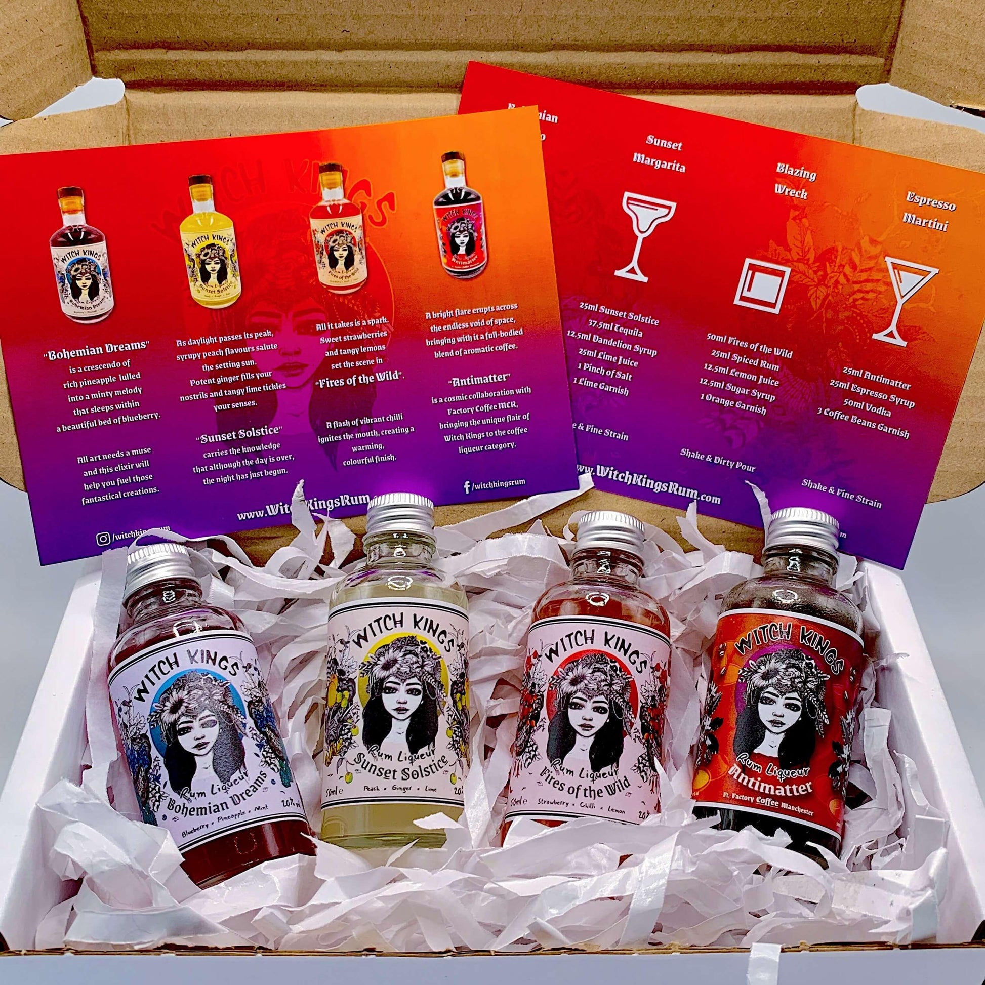 Witch Kings Rum - Taster Box - Gift Set - Rum Liqueurs - 4 Flavours - 20% ABV