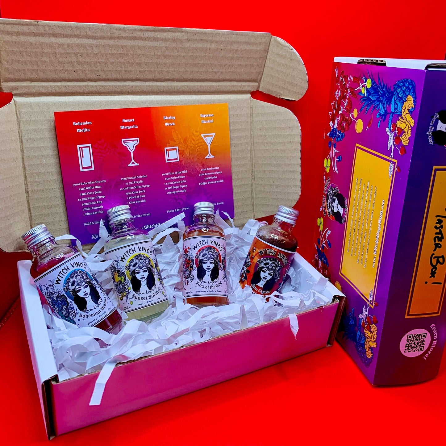 Witch Kings Rum - Taster Box - Gift Set - Rum Liqueurs - 4 Flavours - 20% ABV